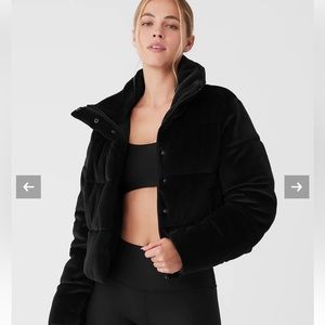 Black Velvet Corduroy Puff Jacket